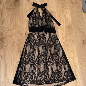 Jones New York Black Lace Backless Dress